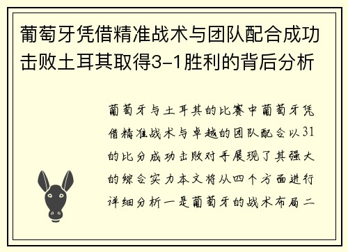 葡萄牙凭借精准战术与团队配合成功击败土耳其取得3-1胜利的背后分析